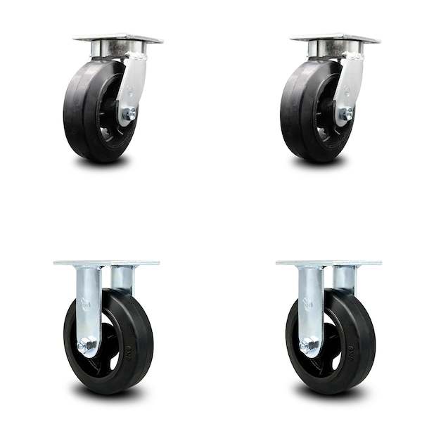 Service Caster 6 Inch Kingpinless Rubber on Steel Wheel Swivel Caster Swivel 2 Rigid SCC, 2PK SCC-KP30S620-RSR-2-R-2 - main